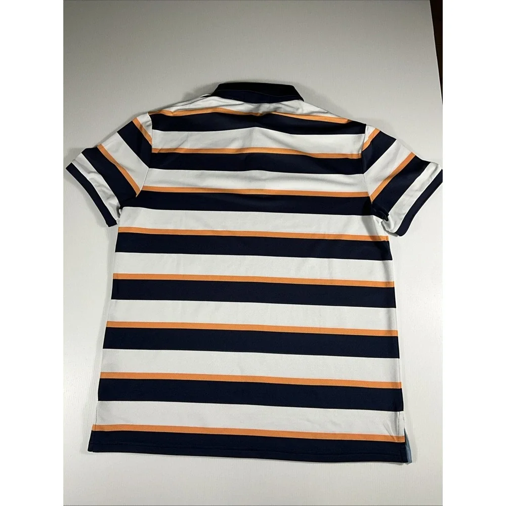 RLX Polo Ralph Lauren Golf Polo Shirt PGA Tour Pony Blue Striped Mens Med